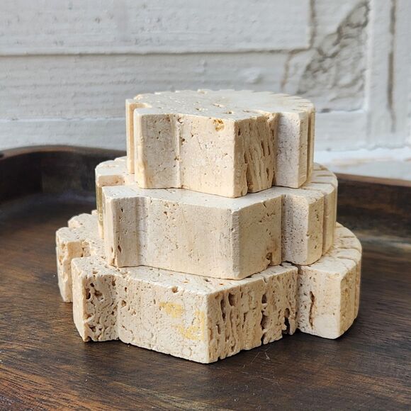 RARE 70s Fratelli Mannelli Hedgehog In Cream Travertine MCM Italy Set 3 Sm Md Lg - Picture 7 of 15